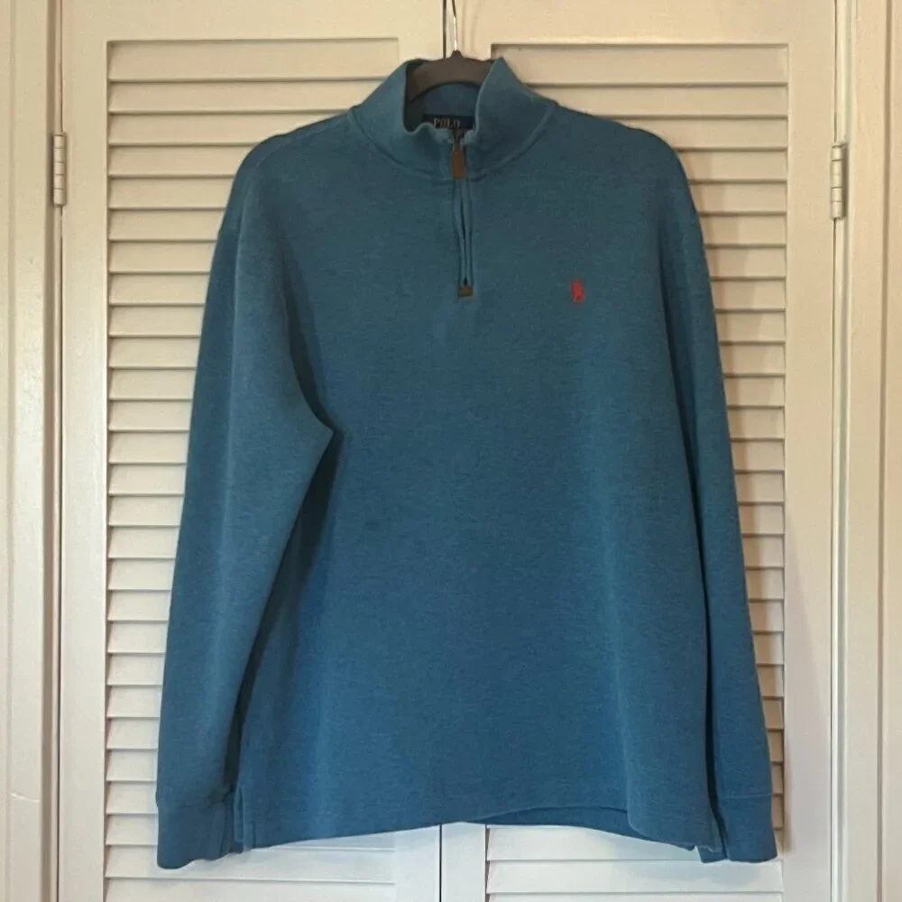 Polo Ralph Lauren blue quarter-zip pullover men cotton large